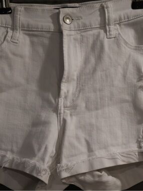 Hollister White Frayed Hem Denim Shorts